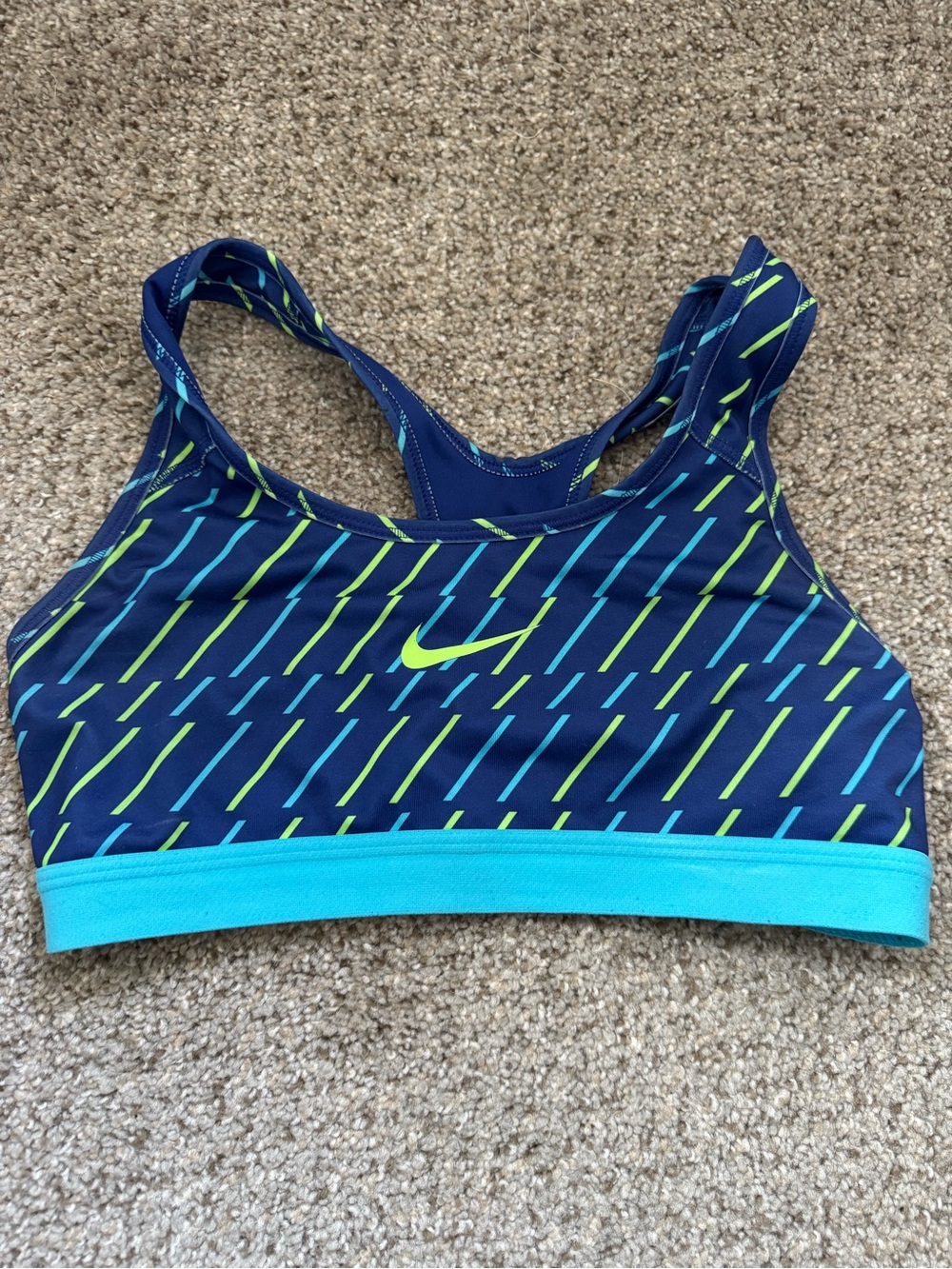 Nike Women's Blue & Neon Green Sports Bra
